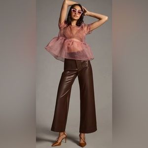 The Colette Cropped Wide-Leg Faux Leather Pants by Maeve